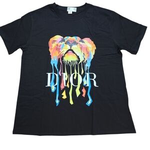 NWT Watercolor Lion Black Vinyl Printed T-Shirt Size XXL
